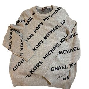 Michael Kors Men/Unisex All Over Print Pullover Crewneck Sweatshirt Grey Size S
